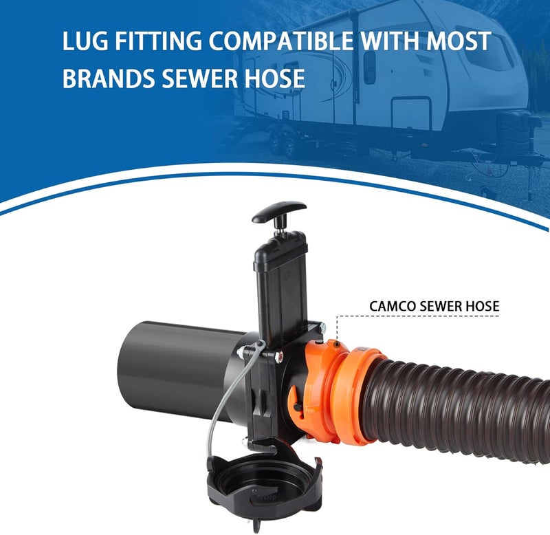 GLOBIZ RV Gate Valve 3-Inch Hub to 3-Inch Lug with Cap Glue on 3" PVC Sewer Pipe with Cement UV-Resistant Plastic Made(1Pack) Black(8051) - Image 4